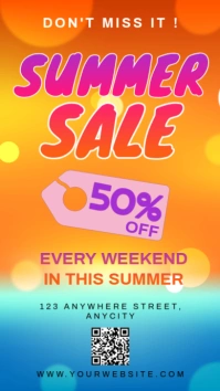 Orange Modern & Minimal Summer Sale Tampilan Digital (9:16) template