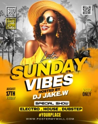 Orange Modern & Minimal Sunday Vibes Party Po Poster/Wandzeitung template