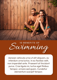 Orange Modern & Minimal Swimming Benefits A3 template