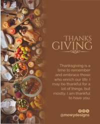Orange Thanksgiving Dinner Instagram Portrait Template