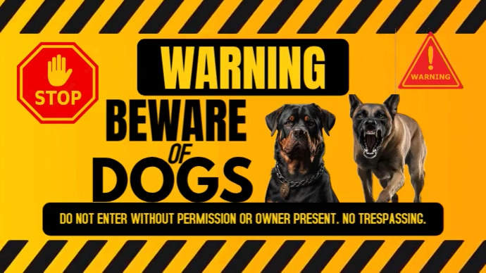 Orange Modern & Minimal Warning, Beware Of Dog Sign  Youtube Thumbnail template