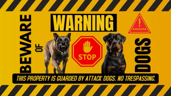 Orange Modern & Minimal Warning, Beware Of Dog Sign  Youtube Thumbnail template