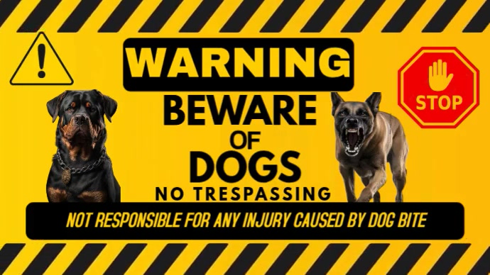 Orange Modern & Minimal Warning, Beware Of Dog Sign  Youtube Thumbnail template