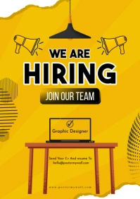 Orange Modern & Minimal We Are Hiring A3 template