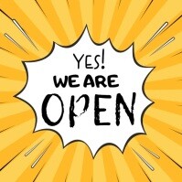 Orange Modern & Minimal We Are Open Comic Background Design  Instagram Post template