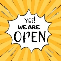 Orange Modern & Minimal We Are Open Comic Background Design  Instagram Post template