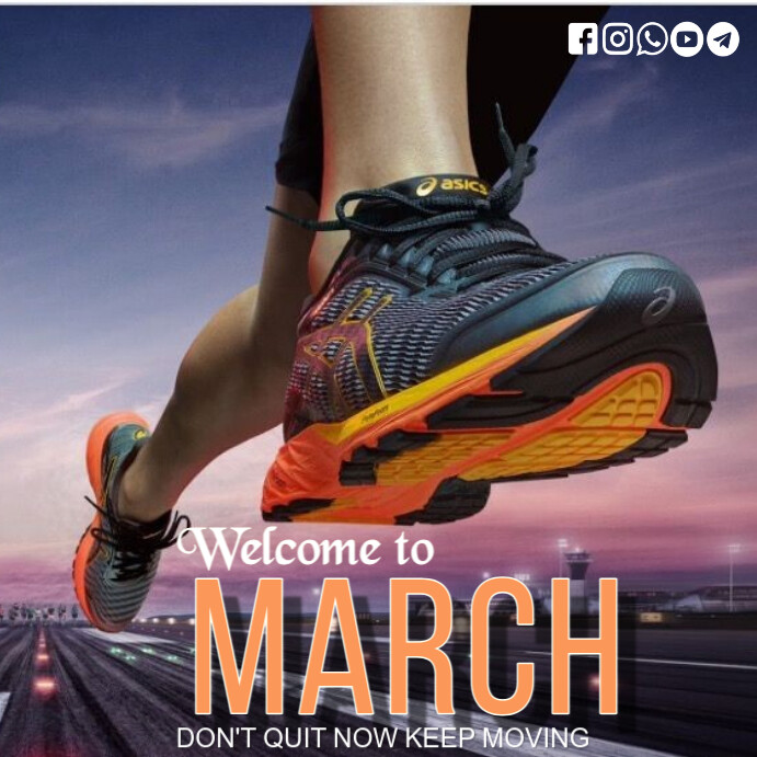 Orange Modern & Minimal Welcome To March Happy New Month  Instagram Post template