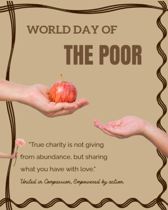 Orange Modern & Minimal World Day Of The Poor Awareness Poster Support The Poor Help Needy Global Co Instagram Portrait template