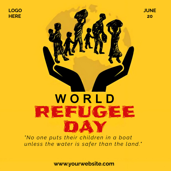 Orange Modern & Minimal World Refugee Day  In Instagram Post template