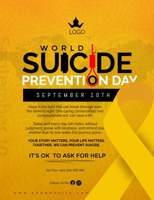 Orange Modern & Minimal World Suicide Prevention Day Flyer (us Letter) template