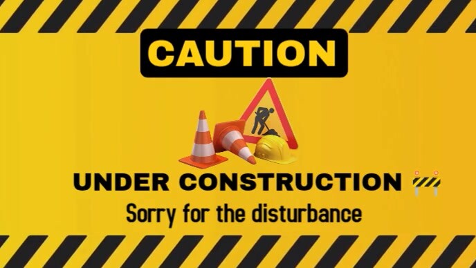 Orange Modern & Minimal Caution, Work In Progress(under Construction) Youtube Thumbnail template