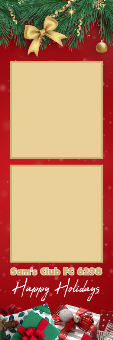 Orange Modern & Minimal Christmas Holiday Theme 2x6 Photo Frame Template