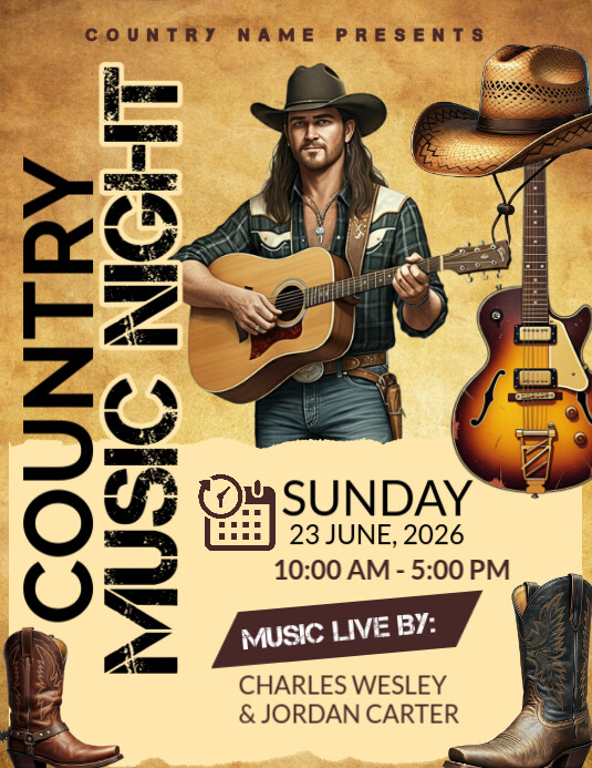 Country Music Night Template Ulotka (US Letter)