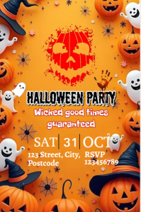 Orange Modern & Minimal Editable Halloween Party  Poster template