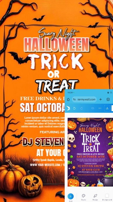 Orange Modern & Minimal Editable Halloween Party Digital Display (9:16 ...
