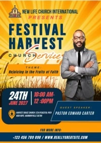 Orange Modern & Minimal Festival Harvest Church Service A4 template