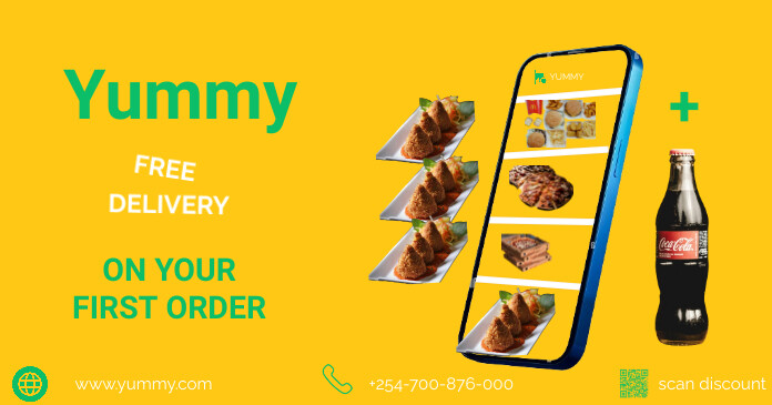 Orange Modern & Minimal Food And Restaurant F Obraz udostępniany na Facebooku template