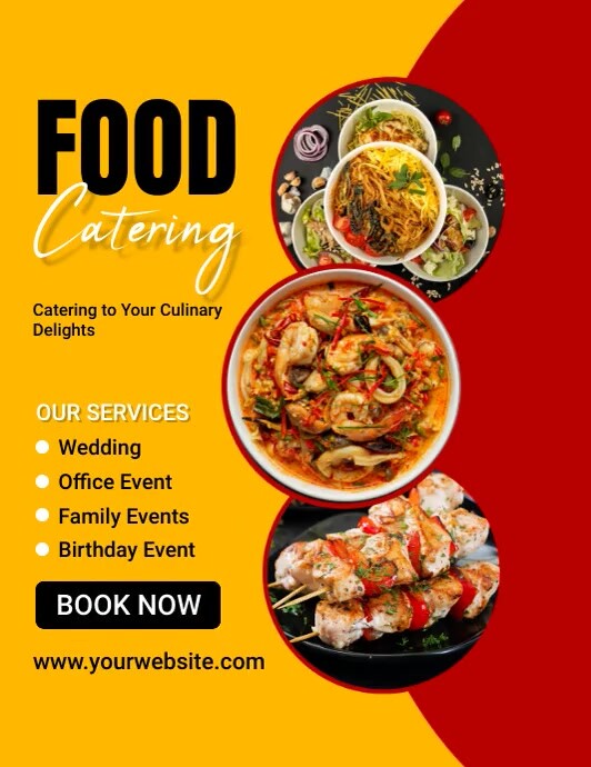 Orange Modern & Minimal Food Catering Flyer ( template