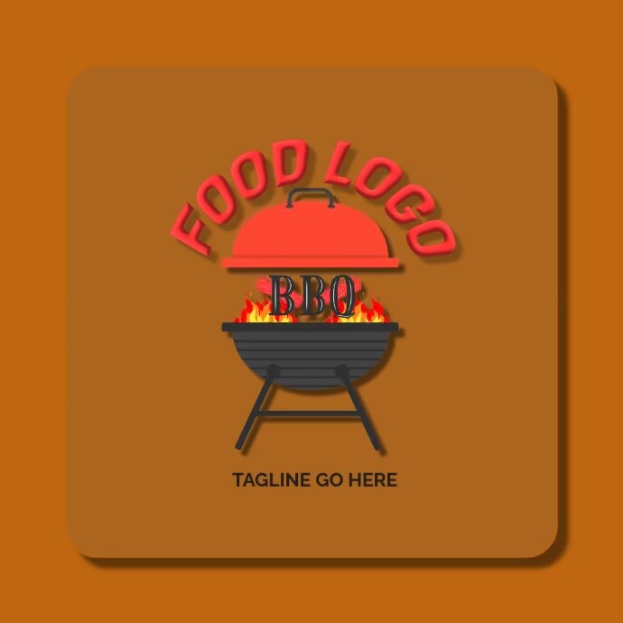 Orange Modern & Minimal Food Logo Design Logotyp template