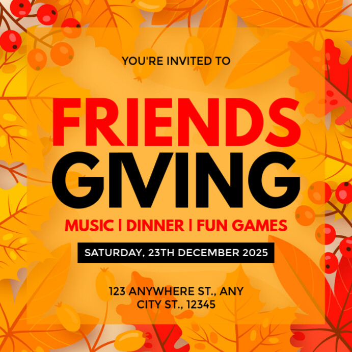 Orange Modern & Minimal Friendsgiving Pos Instagram template