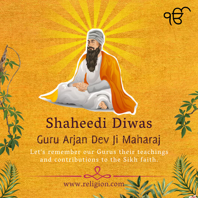 Orange Modern & Minimal Guru Arjan Dev Ji Ins Instagram 帖子 template