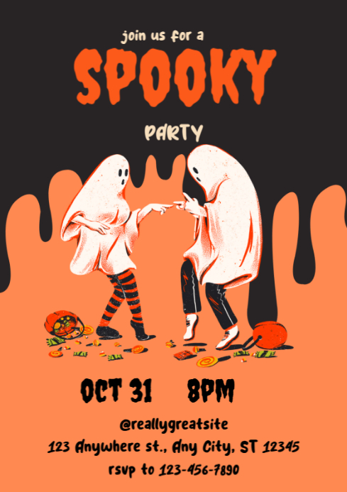 Orange Modern & Minimal Halloween Customs Party A4 Template | PosterMyWall