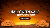 Orange Modern & Minimal Halloween Sale Banner Digital Display (16:9) template