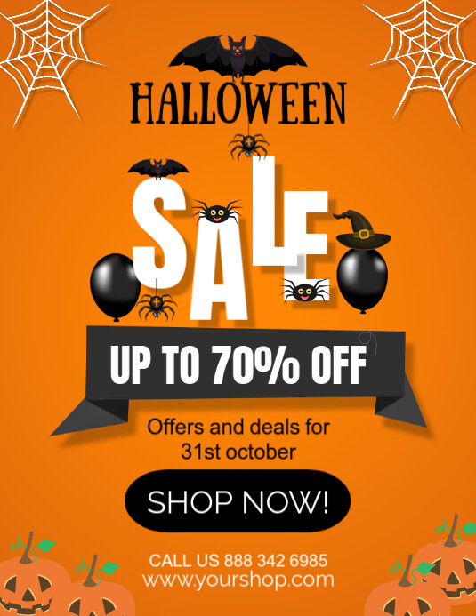 Orange Modern & Minimal Halloween Sale Flyer (us Letter) template