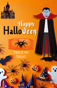 Orange Modern & Minimal Happy Halloween Tabloid template