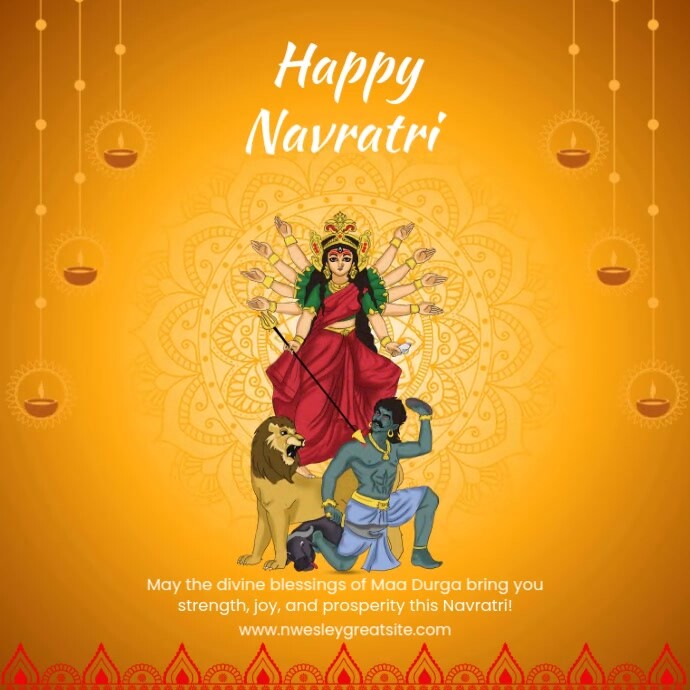 Orange Modern & Minimal Happy Navratri Square (1:1) template
