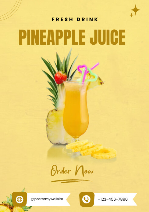 Orange Modern & Minimal Pineapple Juice A4 template
