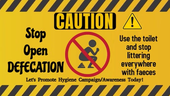 Orange Modern & Minimal Stop Open Defecation Sign Youtube Thumbnail template