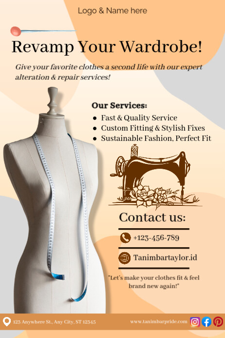 Orange Modern & Minimal Tailor Services Design Tamplate 2025 Poster template