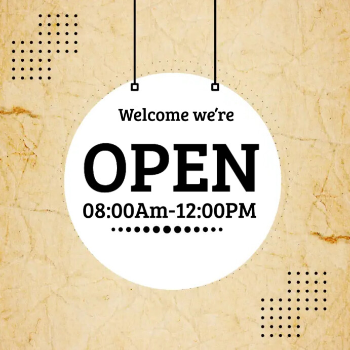 Orange Modern & Minimal We Are Open Now Templ Instagram Post template