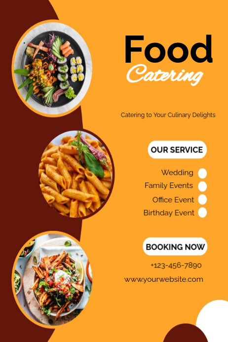 Orange Modern Food Catering Poster Design | Food Catering Poster 2025 ...