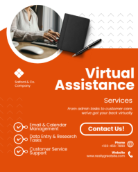 สีแดง Virtual Assistance Instagram Portrait Template