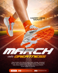 Orange Motivational March Poster Instagram Portrait Video template