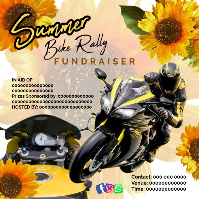 Summer Rally Logo Copy of Orange Motorbike Rally Fund Raiser Summer Ins | PosterMyWall