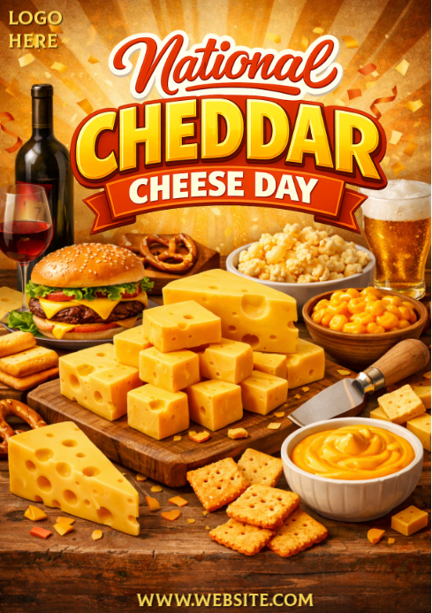Orange National Cheddar Cheese Day A4 Template | PosterMyWall