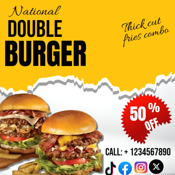 Modèle Orange National Double Burger Instagram Post | PosterMyWall