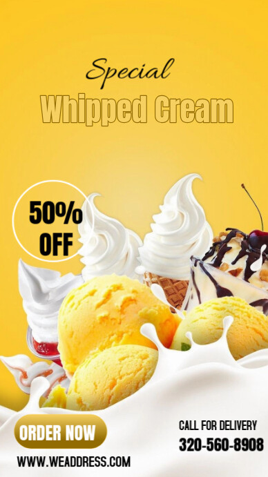 Orange National Whipped Cream Day  Digital Display (9:16) template