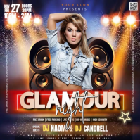 orange neon club party event design template Square (1:1)