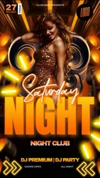 orange neon club party event design template Instagram Story