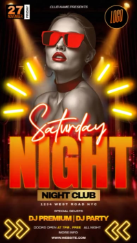 orange neon club party event design template Instagram Story