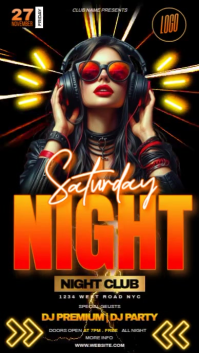 orange neon club party event design template Instagram Story