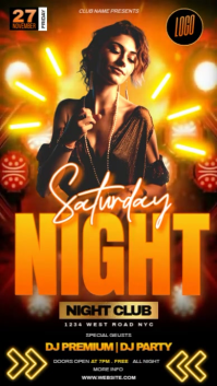 orange neon club party event design template Instagram Story