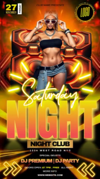 orange neon club party event design template Instagram Story