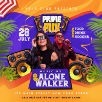 Orange Neon Club Party Square Video Vierkant (1:1) template