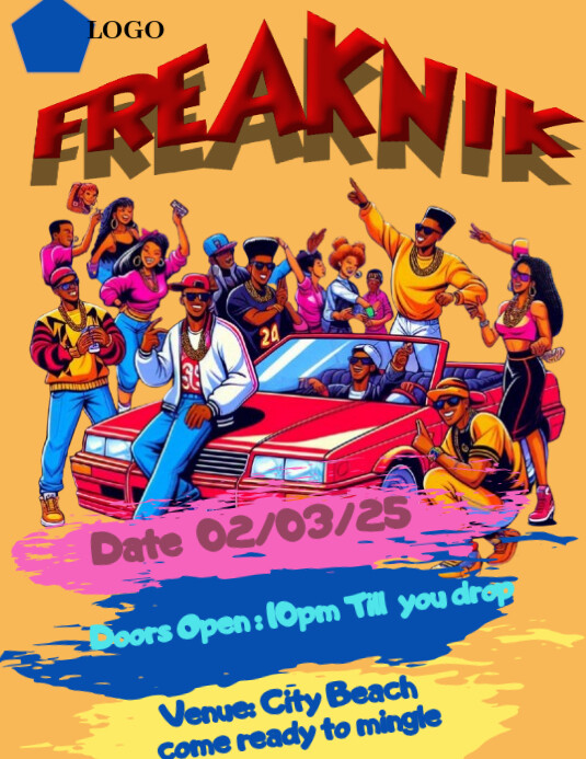 Orange Neon Freaknik Flyer (us Letter) template