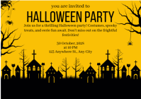 Orange Neon Halloween Party  A4 template